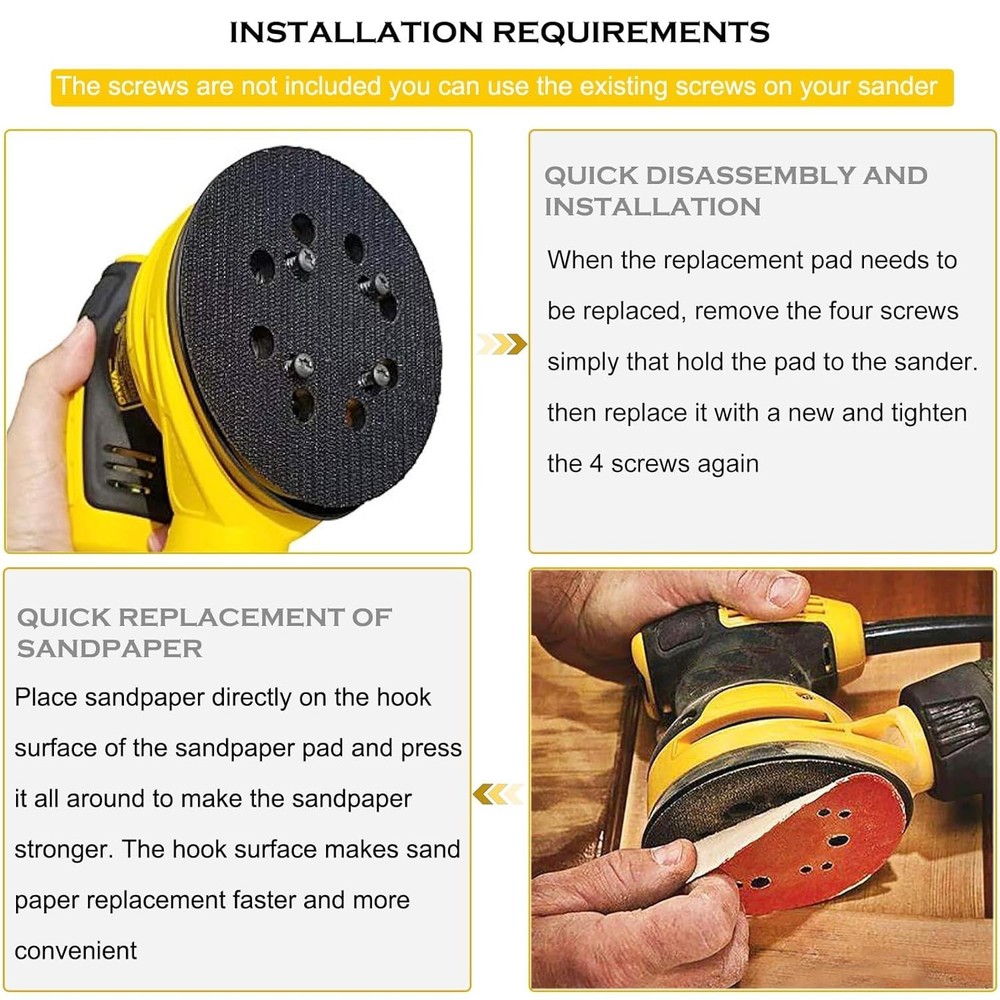 5" 8 Hole Sander Pad Hook Loop for DeWalt Orbital Sander Replacement
