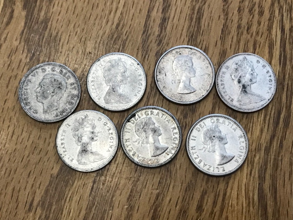 7 Canadian Silver Dimes