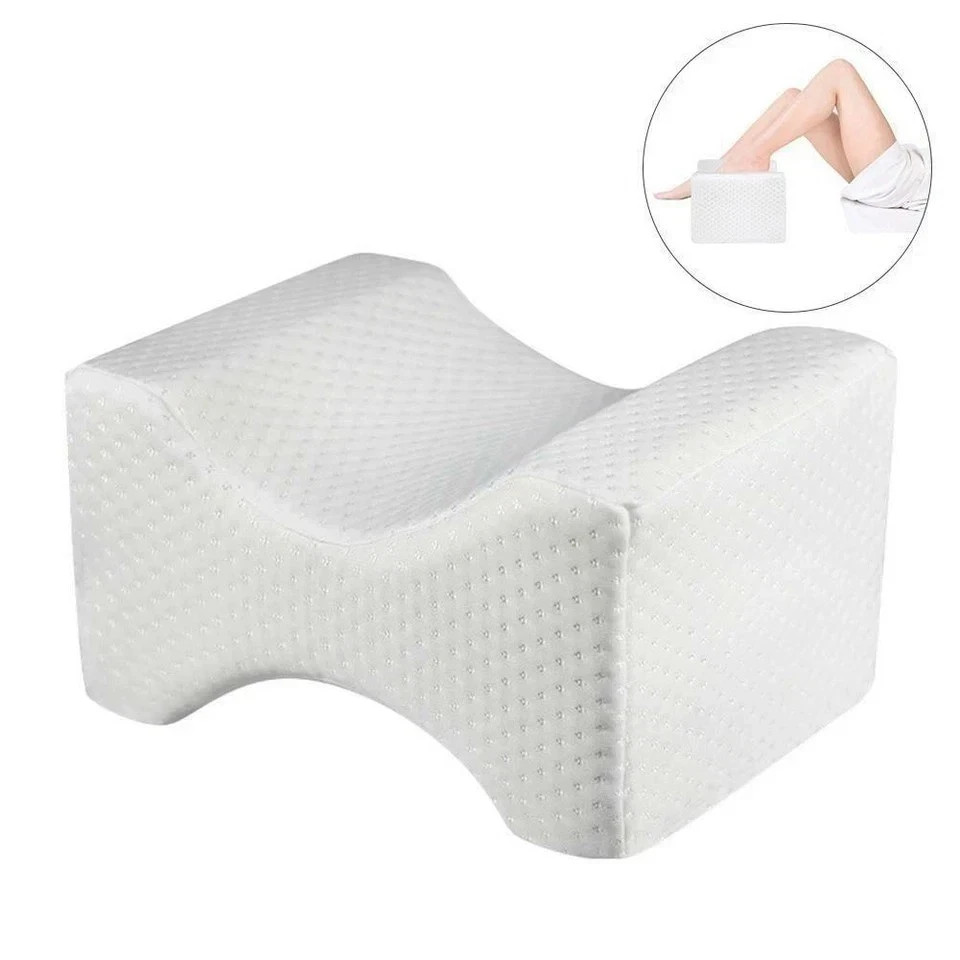 Knee Leg Pillow For Sleeping Cushion Support Between Legs Rest Memory Foam white
