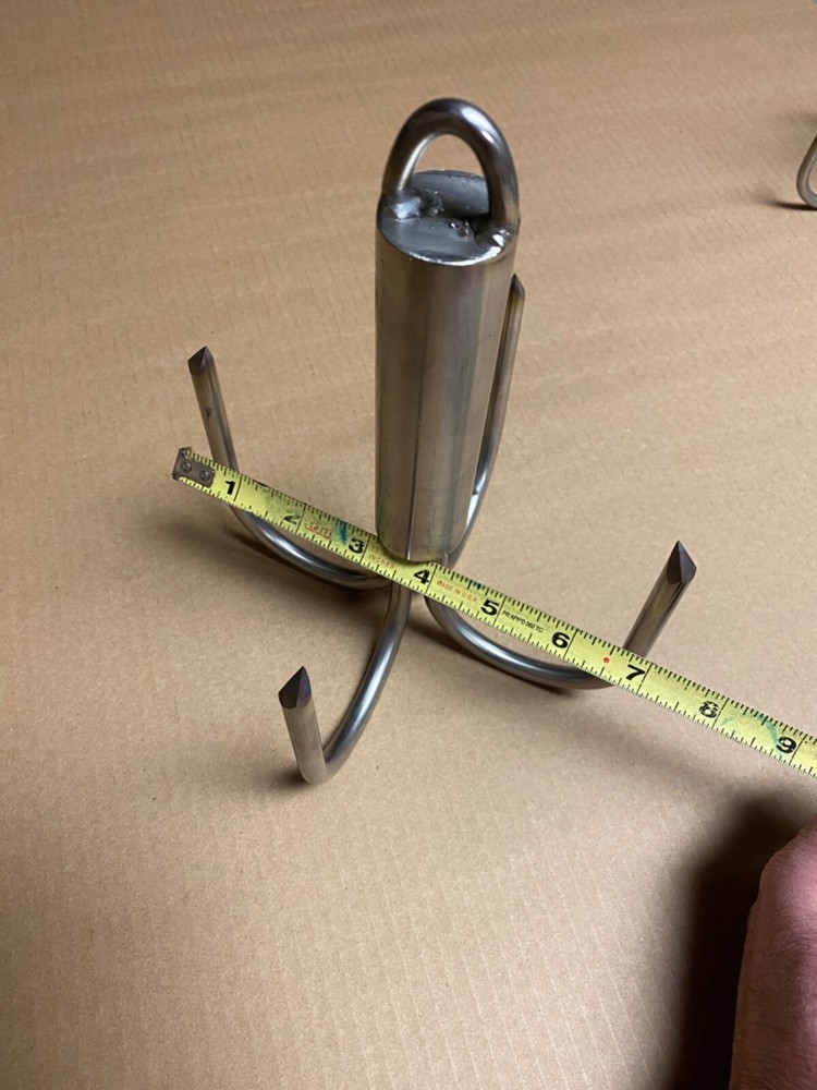 7 Inch Diameter Solid Stainless Welded Pier or Bridge Gaff With Eye For a Rope