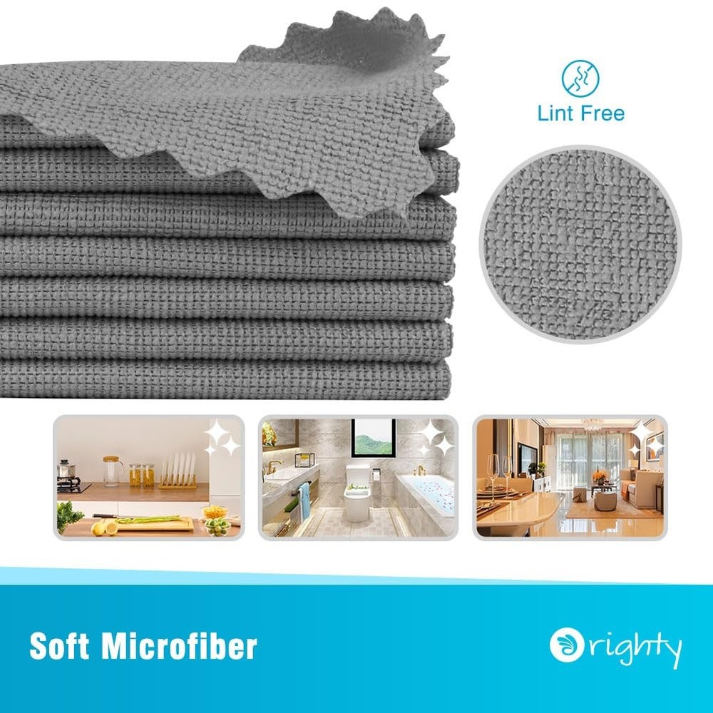 Orighty Grey Microfiber Cleaning Cloth, 24 Pack Highly Absorbent Cleaning Rag...