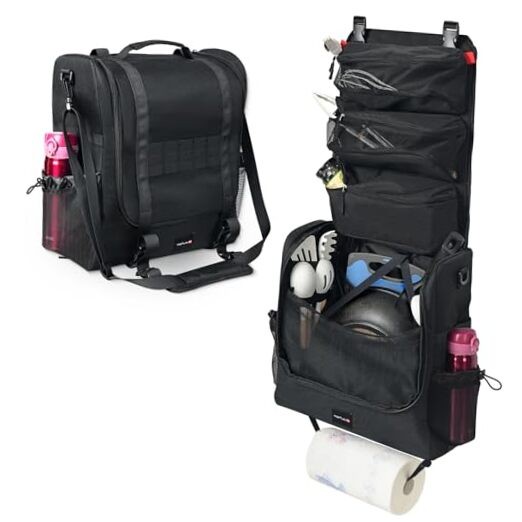 Camp Kitchen Organizer, Cooking Tools Storage Caddy Bag, Multi-Pockets, black