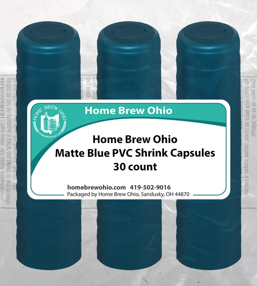 Metallic Light Blue PVC Shrink Capsules - 30 Per Bag