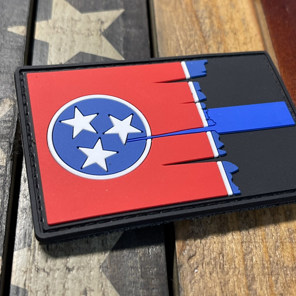 Tattered Tennessee State Flag Thin Blue Line PVC Patch