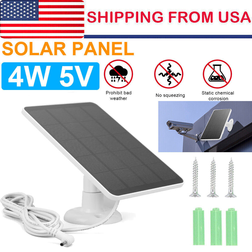 4W/5V Solar Panel For Outdoor Ring Spotlight Camera Security Cam Battery Charger