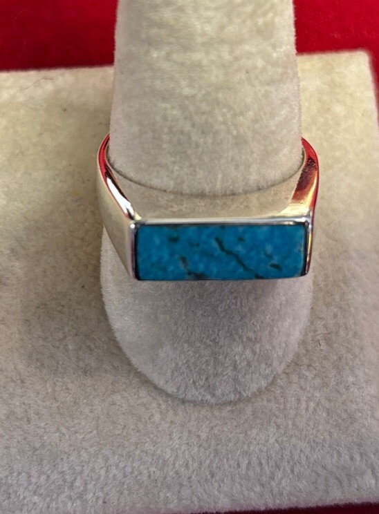 mens sterling silver ring Size 9 Turquoise