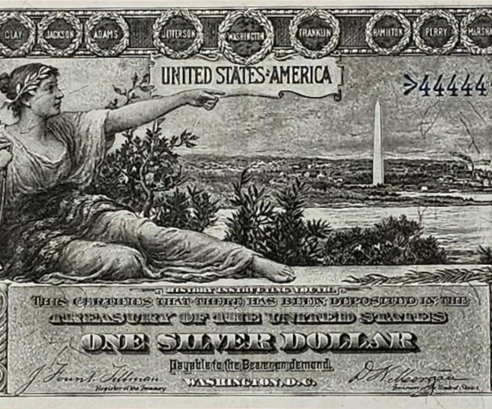 1896 $1 🇺🇸 EXAMPLE ( Silver Certificate Educational Note) Solid Number 4’s EPQ