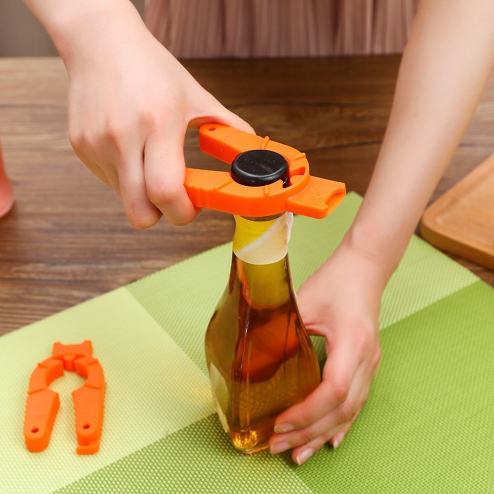 Plastic Bottle Opener 3-in-1 Multifunctional Weak Hand Use Tool (Orange)
