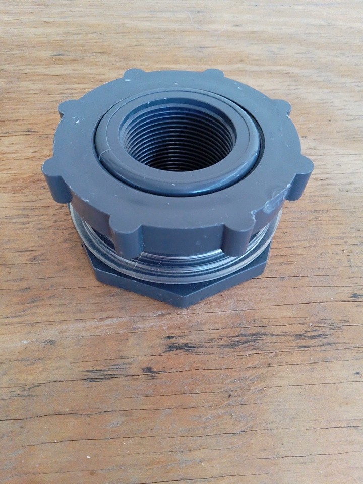 2 Pack PVC Bulkhead Fitting - Double Threaded Bulkhead Water Tank Connector, ...