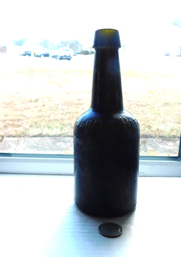 OLIVE GREEN BOTTLE EMBOSSED, JOHN HOFF