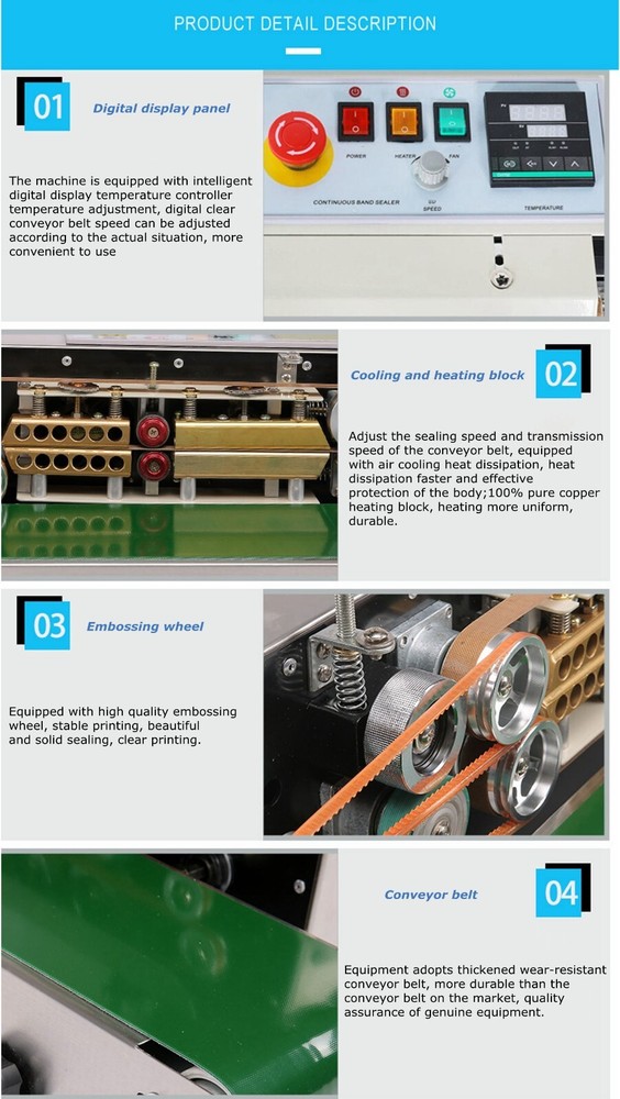 110V Vertical Type Digital Display Continuou Sealer Constant Temperature Control