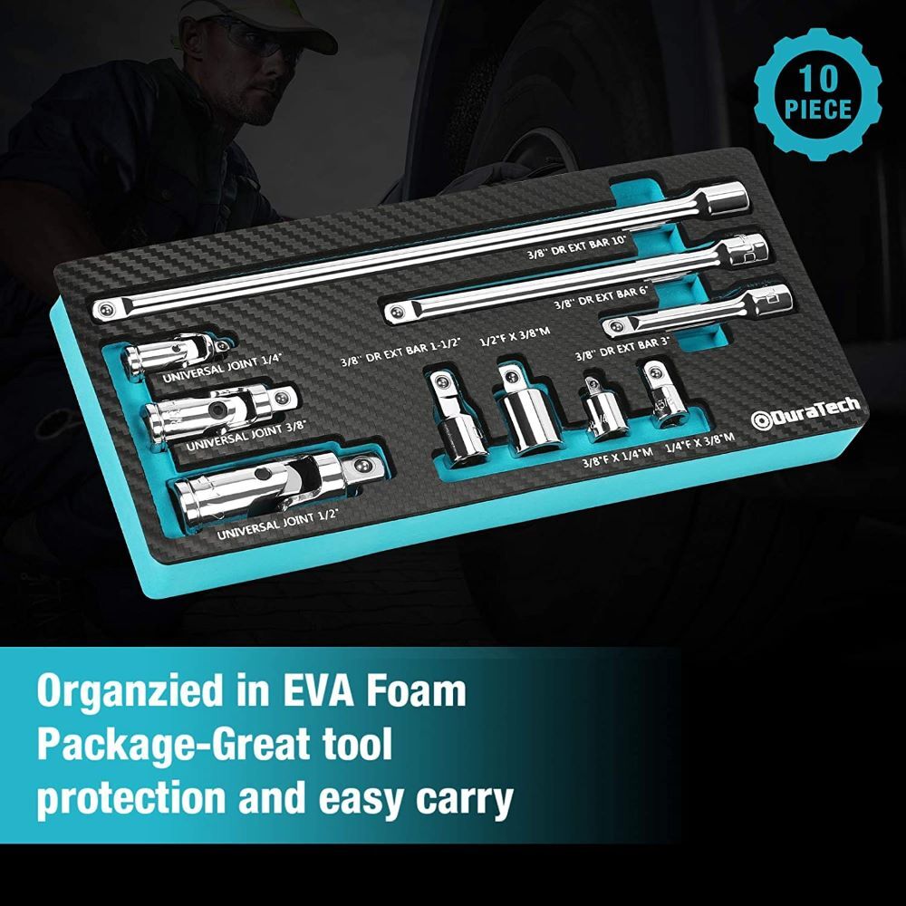 DURATECH Socket Accessory Kit/Drive Tool Accessory Set w/EVA Foam Tool Organize