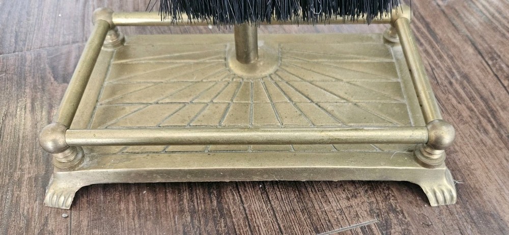 Vintage Solid Brass Fireplace Tool 5-Pc Set Scallop Shell Finial, Nautical, MCM
