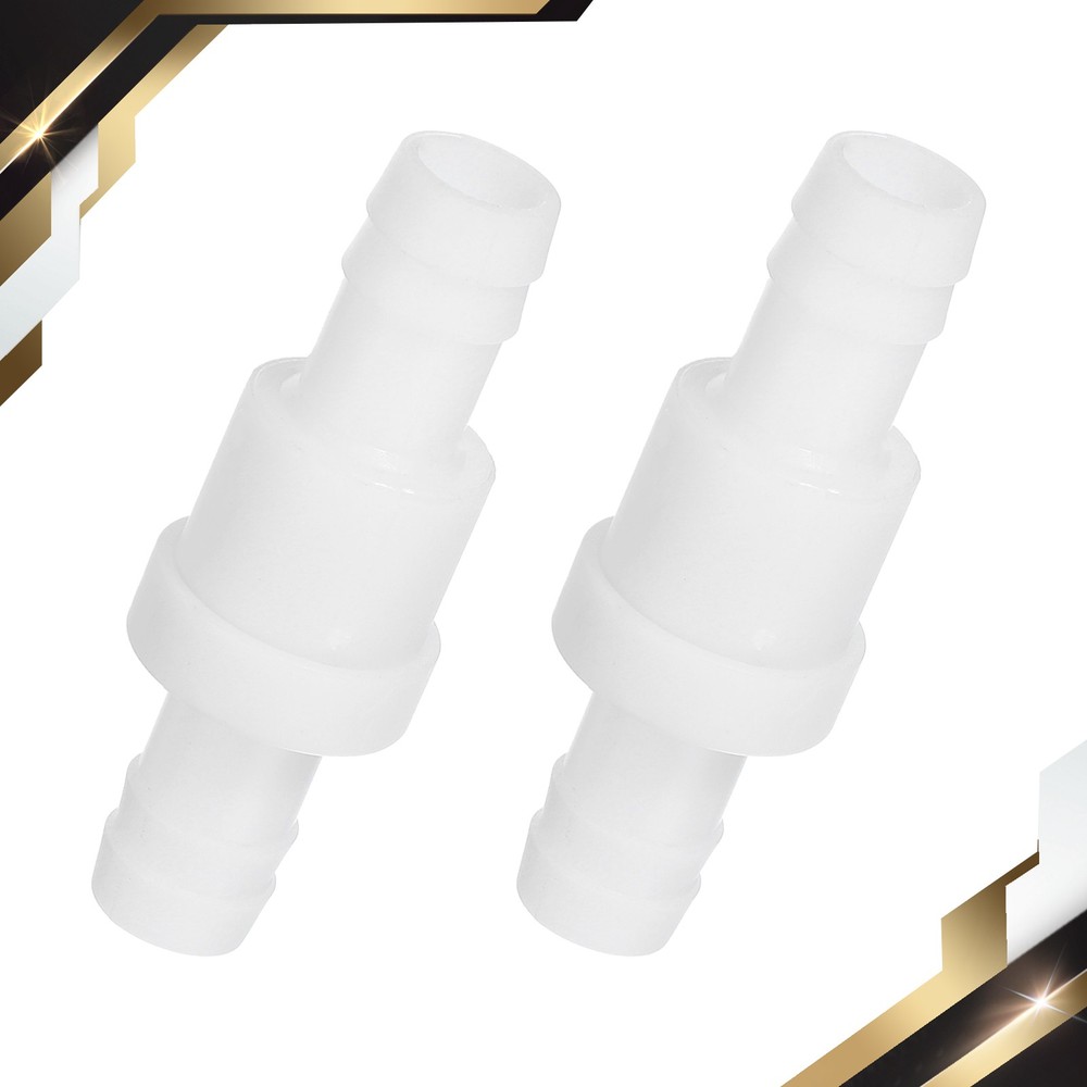 2 Pcs 1/2" Plastic One Way Inline Check Valve Barb Hose Non Return White