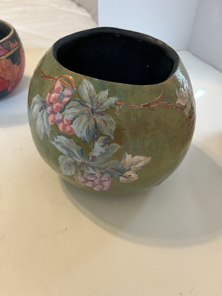 3 Hand Painted Decorative Planter Gourds