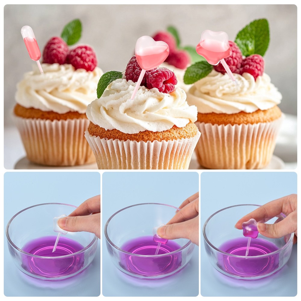 Cupcakes Pipettes, 50 Pcs 4ml Dessert Pipettes, Clear, Star Shape