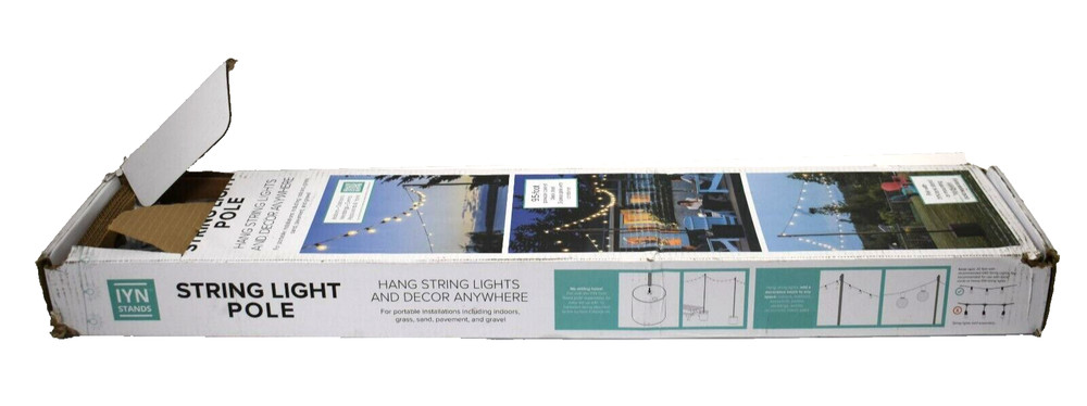 IYN Stands String Light Pole Stand Portable Black 3 PIece Assembly