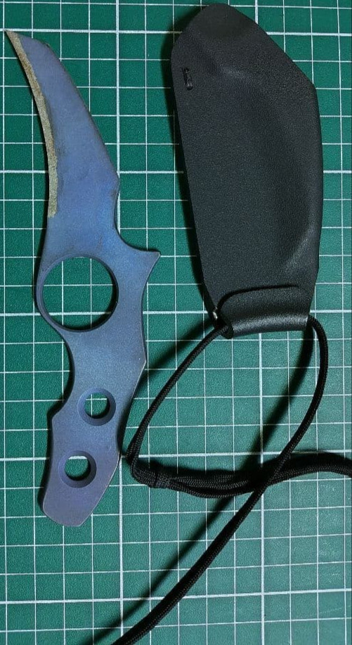 Warren Thomas Custom Titanium Fixed Blade Knife w/ Sheath Rare