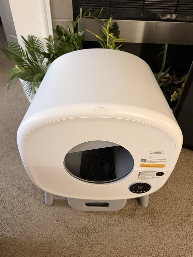 Smart Automatic Self-Cleaning Cat Litter Box with Wi-Fi, White