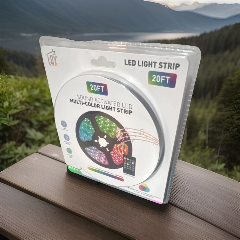LAX Sound Activated LED Multi-Color Light Strip 20FT Remote & Voice Control