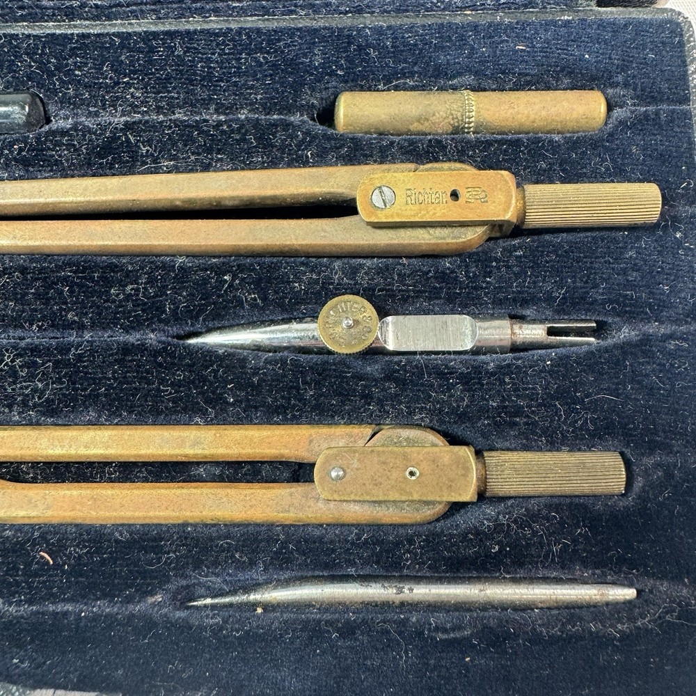 Vintage RICHTER Pracision Technical Drawing Drafting Compass Tool Set 8321