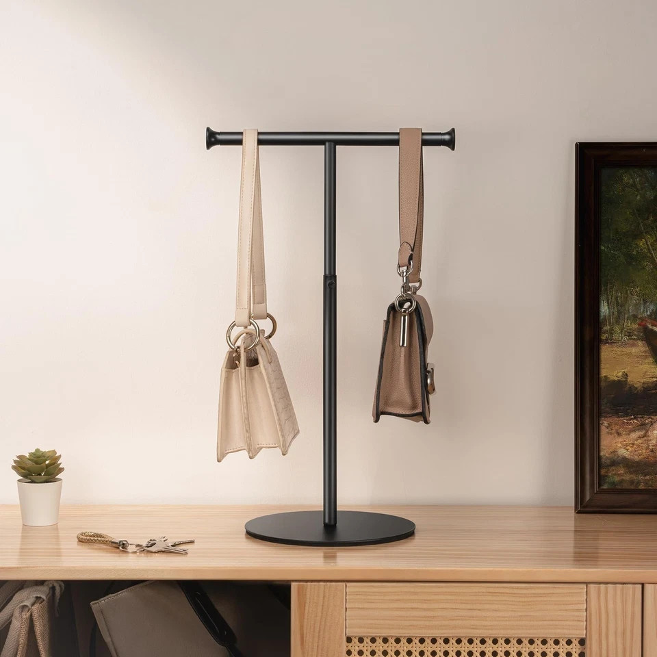 2 Pack T Bar Purse Display Stand Tabletop: Adjustable Height Handbag Holder, ...