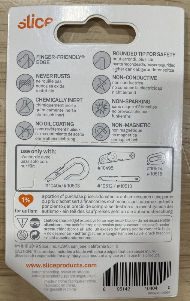 Slice 10404 Ceramic Replacement Blades, Rounded Tip, 4-Pack, Dual-Sided