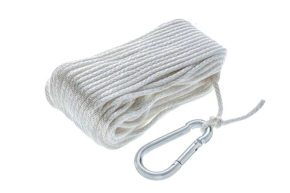 Seachoice 40221 Solid-Braid Nylon Anchor Line, White, 3/16" x 100'
