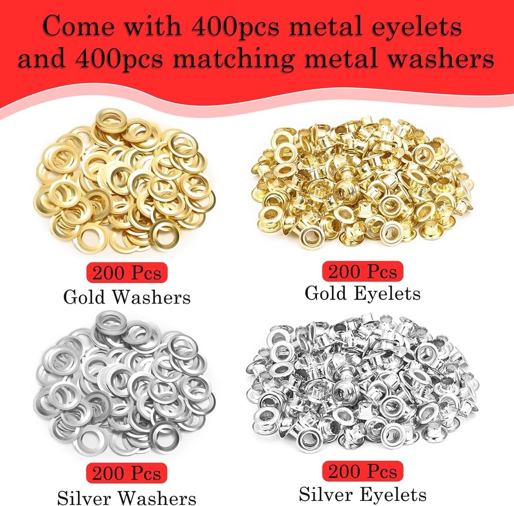 Comprehensive 803Pcs Manual Eyelet Grommet Kit: Tools, Eyelets, and Washers