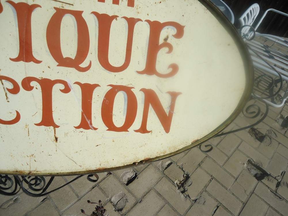 Large Antique Hand Wrought Iron Sign & Bracket