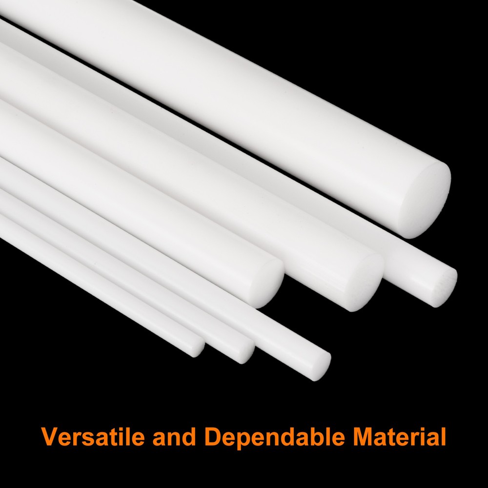 5Pcs White Plastic Rods 12 x 406mm ABS Round Stick Round Solid Bar DIY Model