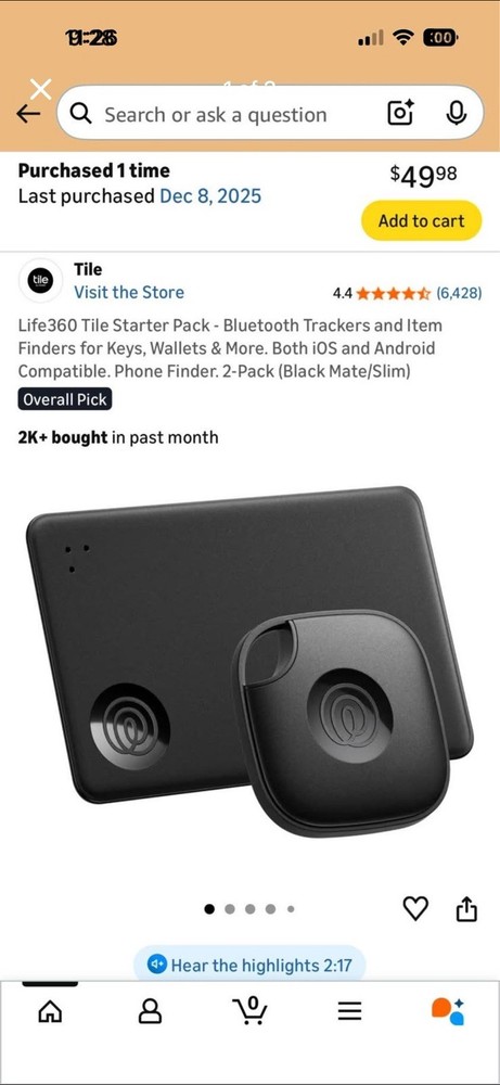 Tile Mate/Slim Starter Pack Bluetooth Trackers 2-Pack Black iOS Android