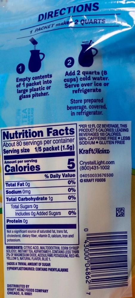 2 Pack Crystal Light LEMON Iced Tea Drink 16 Packets, 32 Packets Total EXP 2026