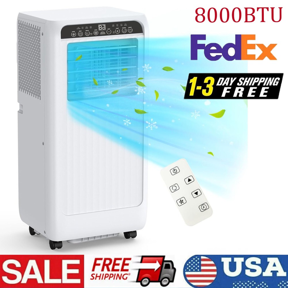 8000 BTU Air Conditioner With Remote Control,3 In1 Portable AC With Dehumidifier