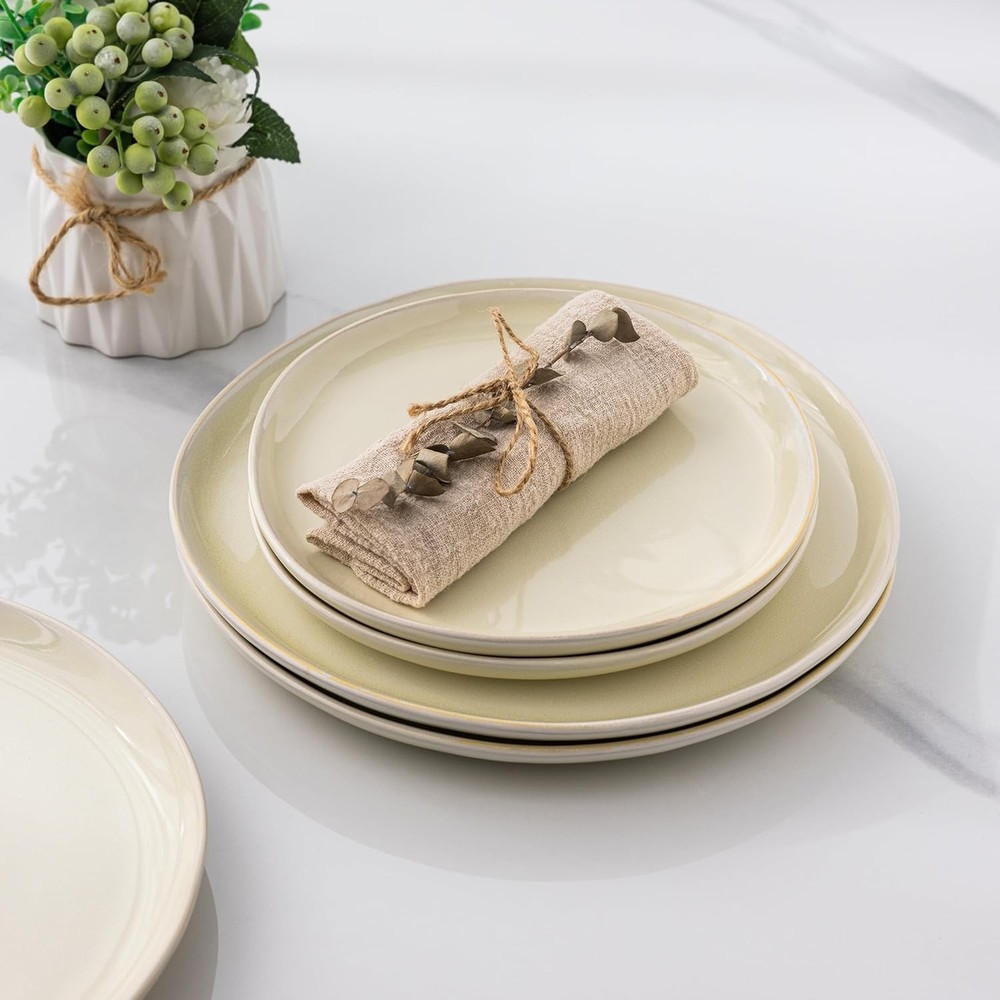 Ceramic Dinnerware Sets,Handmade Reactive Glaze Stoneware Plates & Bowls