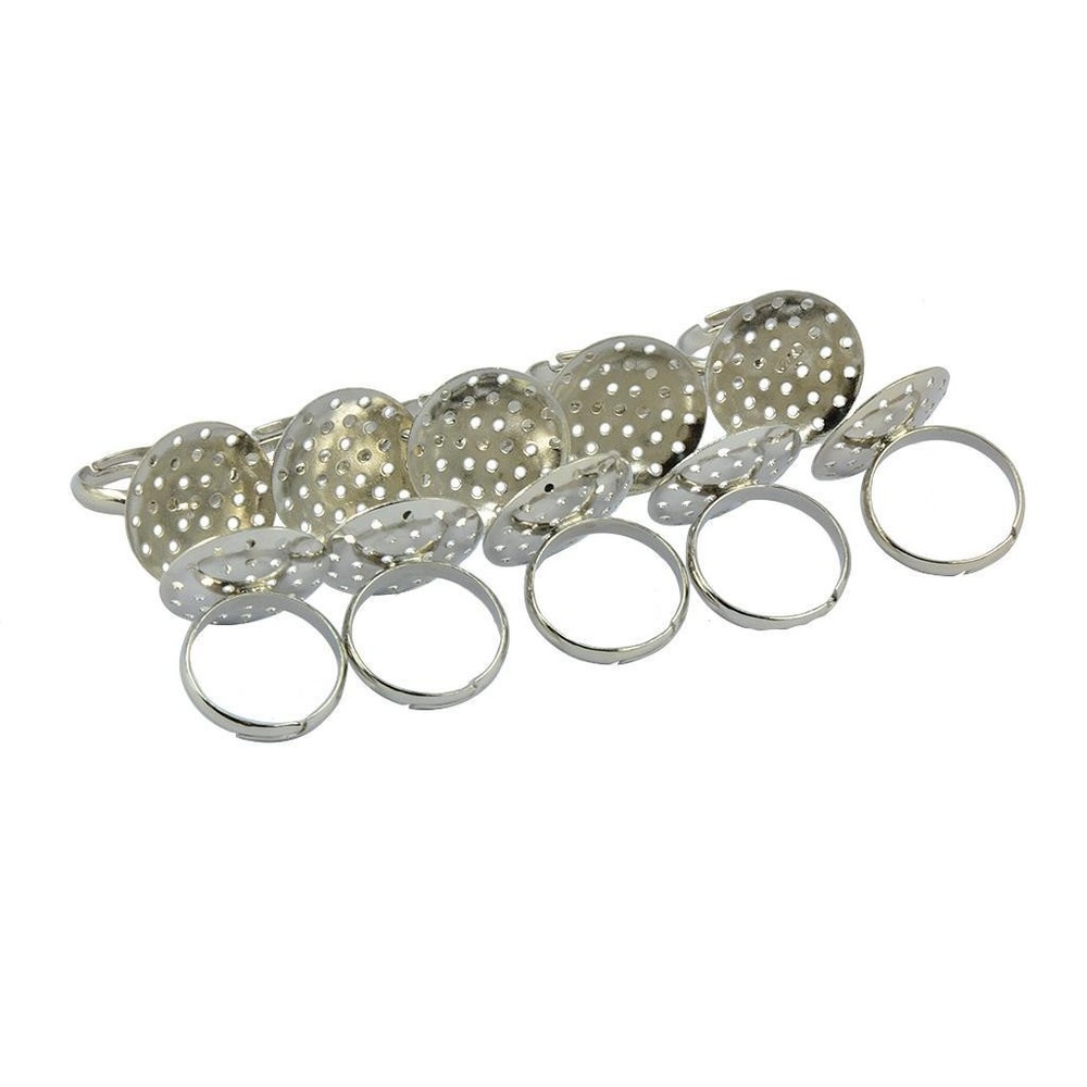 10Pcs 20mm Silver Plated Adjustable Sieve Tray Ring Bases