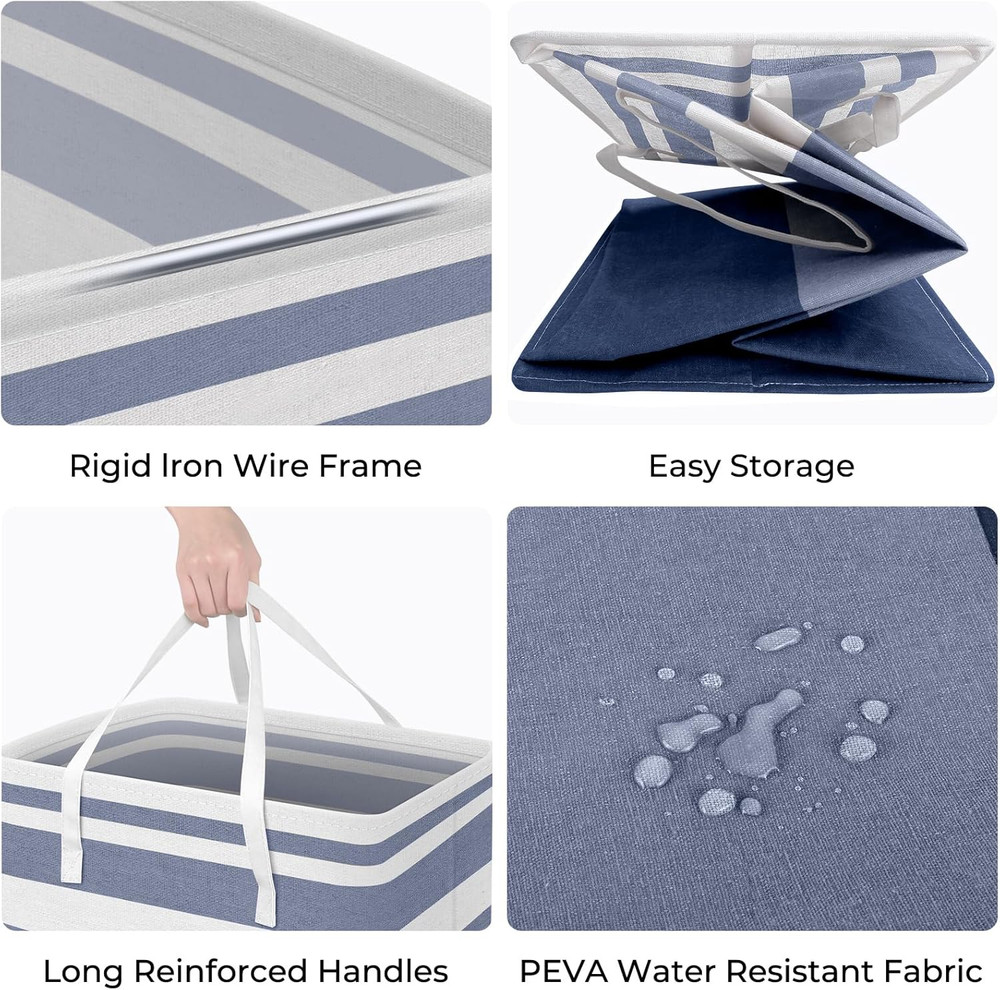 2 Pack Large Laundry Baskets, Waterproof, Freestanding Laundry Hampers, Collapsi