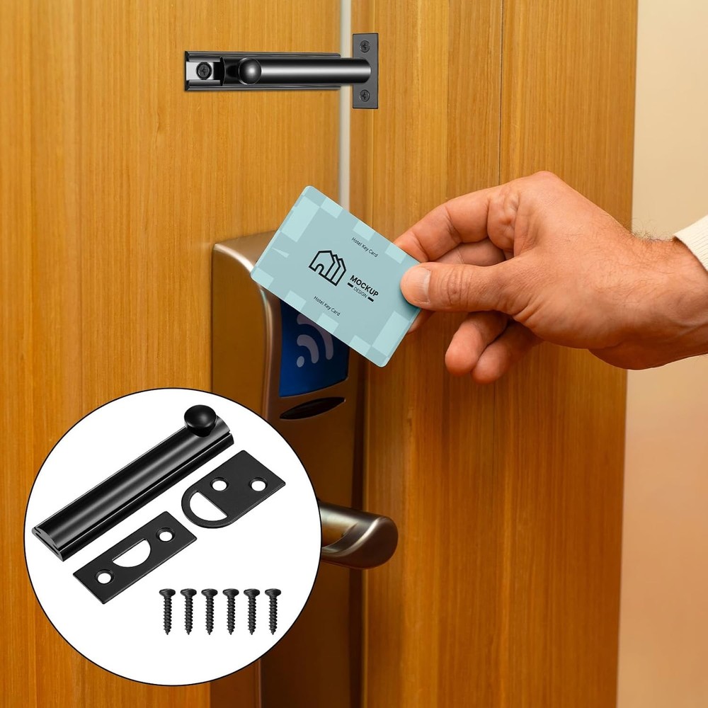 Slide Bolt Latch 3 Inch Locks for Inside Door Solid Brass Surface Black