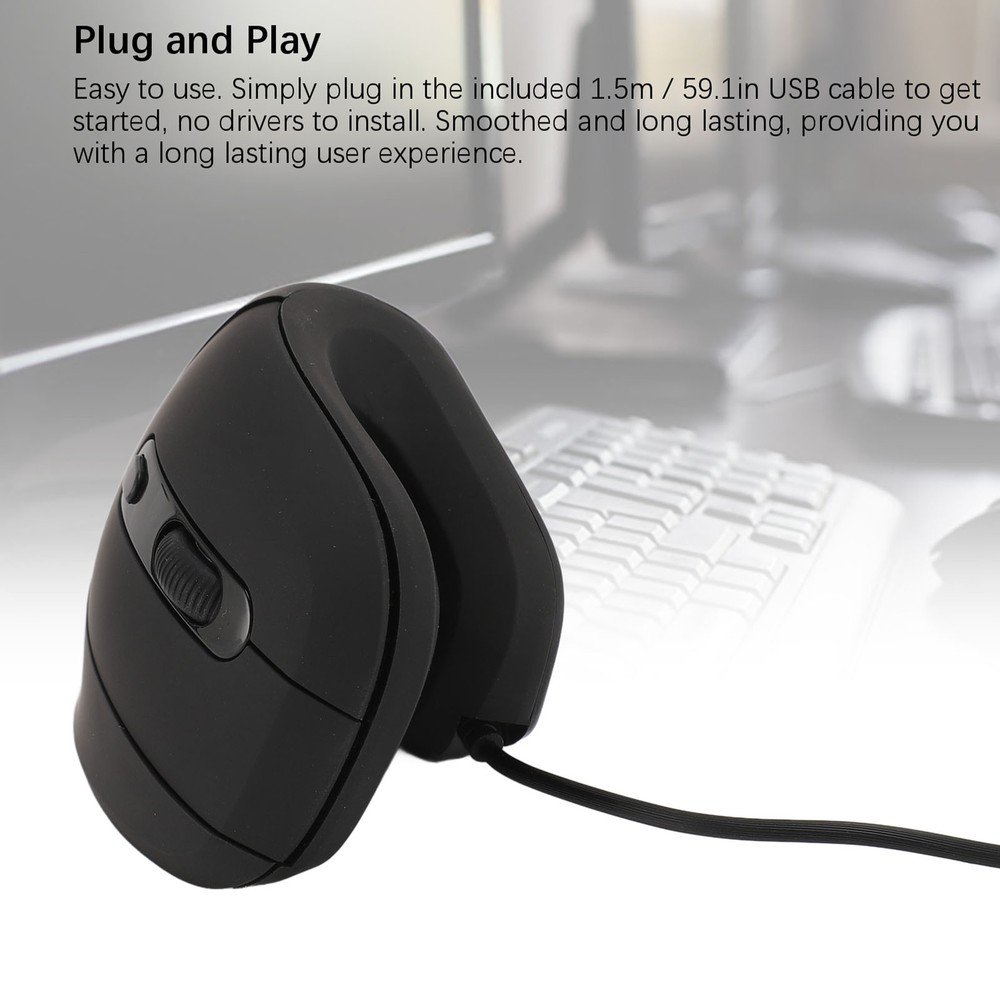 New USB Vertical Wired Mouse 4 Adjustable DPI Silent Click Ergonomic Vertical Op