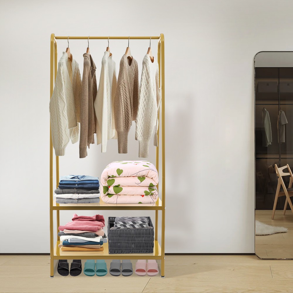 Clothes Rack with Bottom Shelves, Home Clothes Rack, Standing Clothes Rack