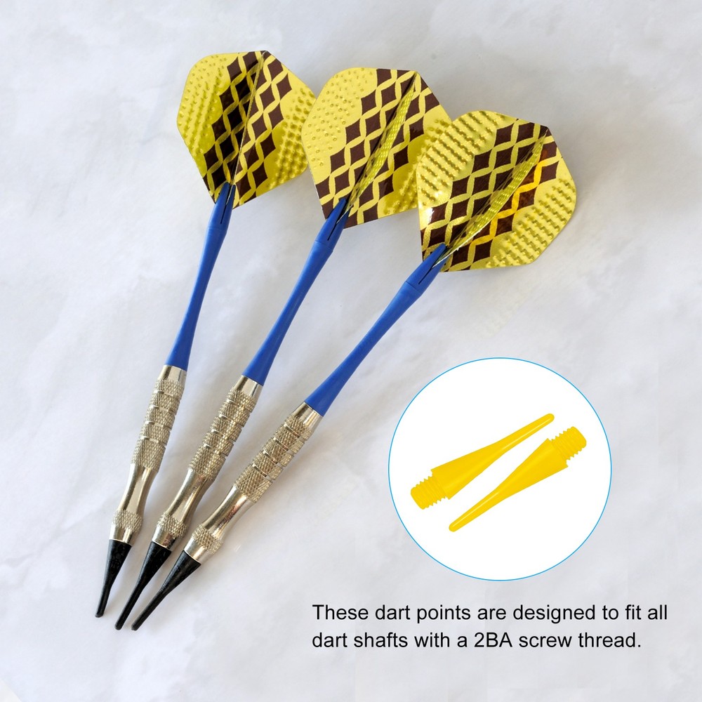 Plastic Dart Tips, 50 Pack 2BA Thread Soft Dart Tips, Yellow
