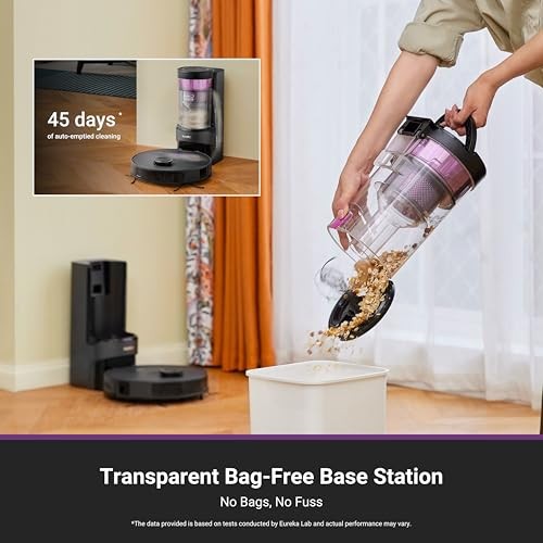 EUREKA E20 PLUS ROBOT VACUUM WITH BAGLESS SELF EMPTYING STATION, ROBOTIC - BLACK