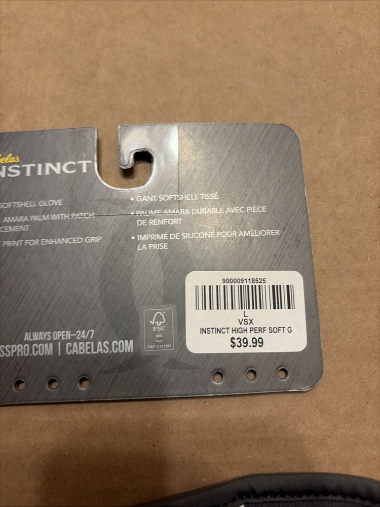 Cabela’s Instinct VSX High Performance Softshell Gloves Size L