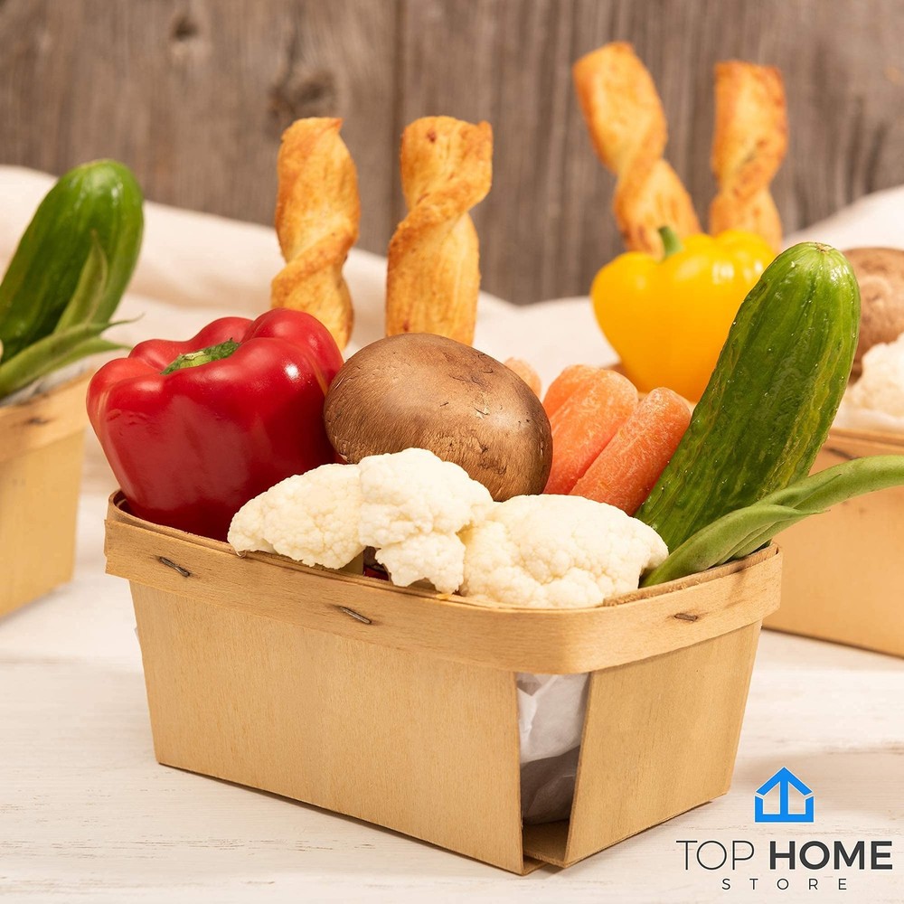 Pint Mini Rectangular Gift Baskets (10 Pack); for Picking Fruit or Arts, Craf...