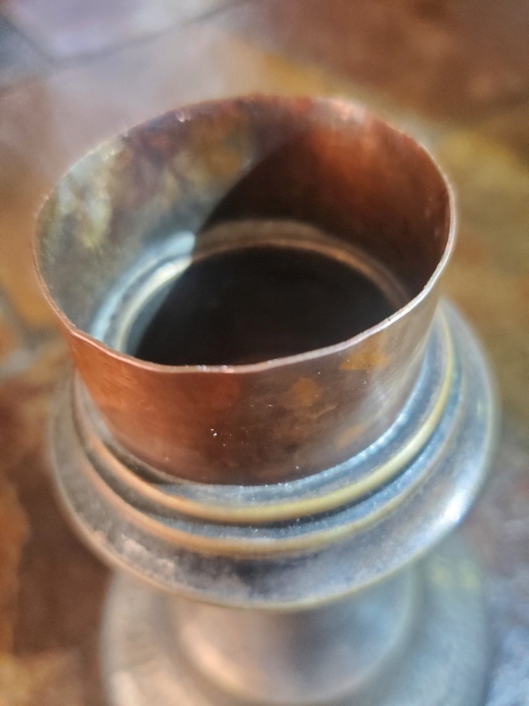 Antique Silverplate Candle Holder Copper Ring E.P.-H.S. 5521