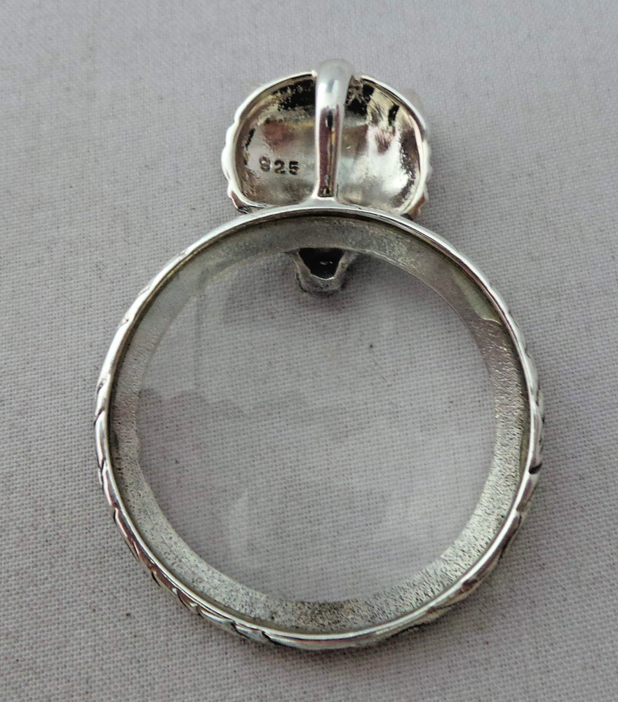 VERY NICE SOLID STERLING SILVER FOX DESIGN MAGNIFYING GLASS PENDANT
