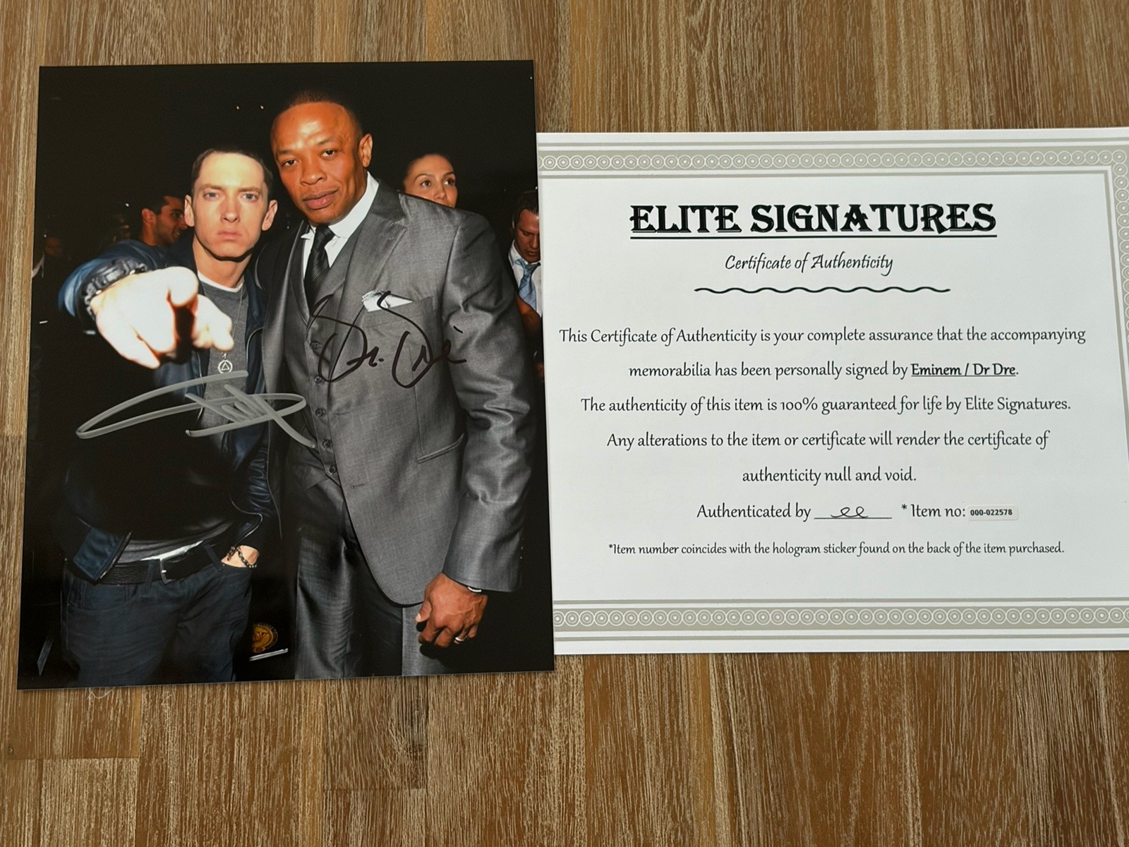 EMINEM And DR DRE autographed 8x10 photo, signed, authentic, Slim Shady, COA