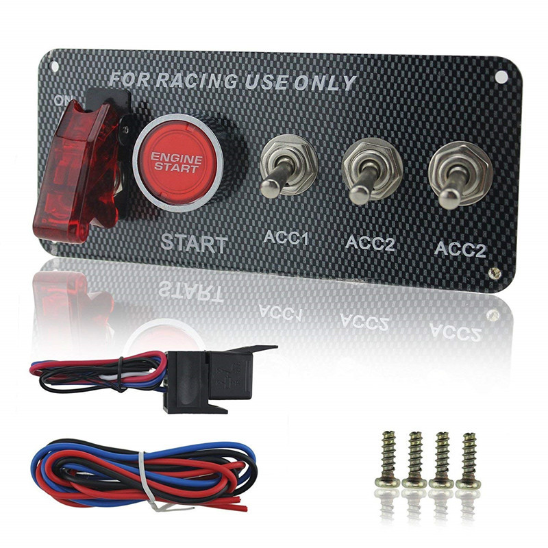 Car Racing Carbon Fiber Panel Modification Ignition Start Buttons Toggle Button