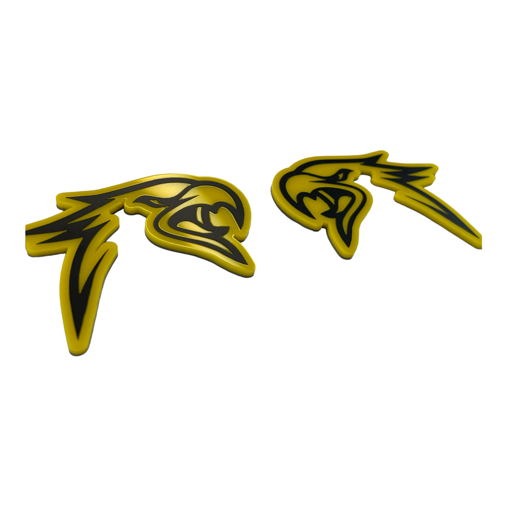 PAIR Yellow HellHawk Emblems fits Jeep Trackhawk Grand Cherokee Left Right Side