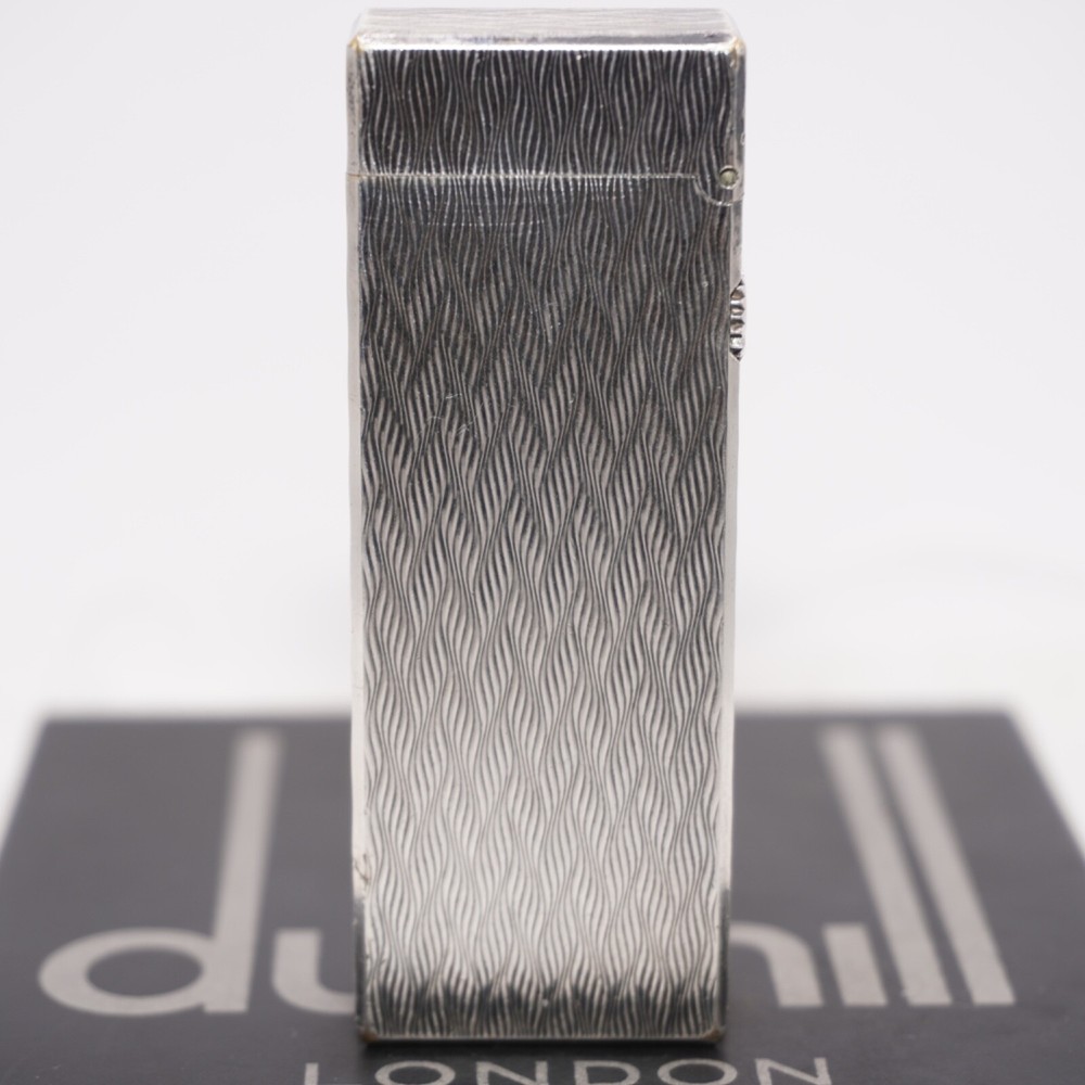Dunhill Rollagas Lighter Silver CHEVRON Pattern-Ultrasonically cleaned_Working